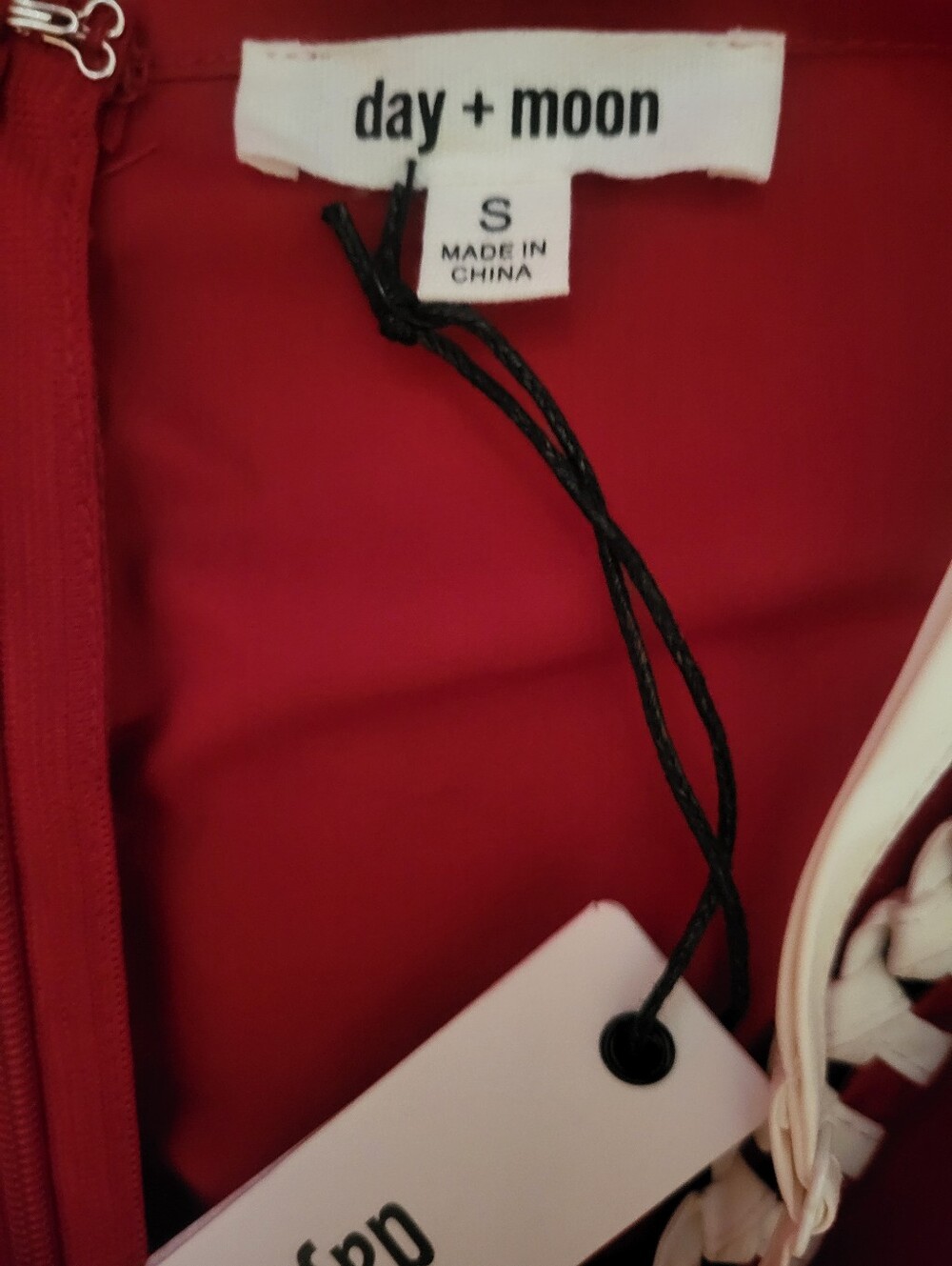 Day+Moon Simone Contrast Stitch Drop Waist Dress in Crimson - Picture 10 of 11